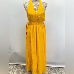 CLOSETTE CHIC  Marigold yellow halter neck side cutout maxi dress size S